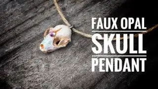 Faux opal skull pendant