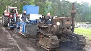 Lanz Bulldog-Kettenraupe zieht einen Bremswagen / Tractor-Pulling 30.04.2022
