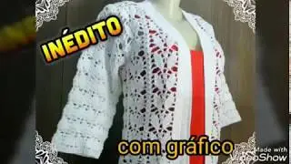 Casaco  Folha  de  crochê   com  gráfico - Edineide  Soares 