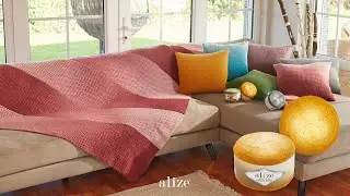 Throw Pillow and Sofa Blanket with Alize Angora Gold Ombre Batik