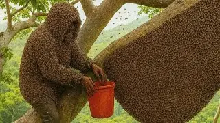 UNBELIEVABLE: Giant Beehive Collected from the World’s Highest Cliff