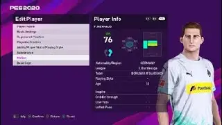 Florian Neuhaus face e football pes 2020 borussia monchengladbach
