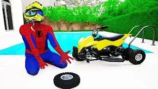 MINI POCKET QUAD BIKE WHEEL FELL OFF !! w  Learn Colors & Finger Family SONG