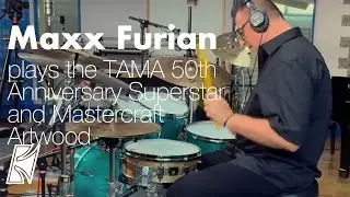 Maxx Furian plays the TAMA 50th Anniversary Superstar kit and Mastercraft Artwood snare drum.