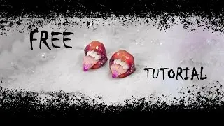 FREE TUTORIAL: earrings Vampire's sweet lips. Rainbow. Jewelry. Polymer clay, fimo, cernit