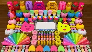 RAINBOW slime!!! Mixing random into GLOSSY slime!!!Satisfying  Slime Mixing #407