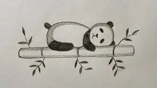 how to draw a cute panda 🐼 sleeping on bamboo tree
