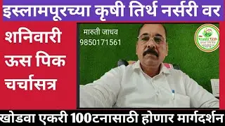 इस्लामपूर च्या कृषी तिर्थ नर्सरी वर शनिवारी ऊस पिक चर्चासत्र.खोडवा100 टनासाठी मार्गदर्शन.