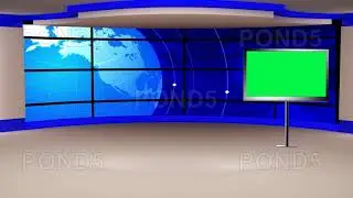 News TV Studio Set 322- Virtual Green Screen Background Loop