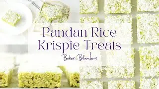 Pandan Rice Krispie Treats with Shredded Coconut