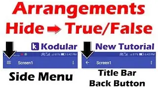 Kodular arrangement hide true false tutorial with side menu and title bar back button show hide