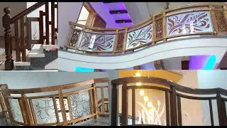 Beautiful Wooden Modern Railing for Staircase and Balcony - Glass Railings Design - Wood Carving