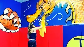 Tiger & Dragon Wall Art | How to Paint a Mural Step by Step | Gym wall art idea