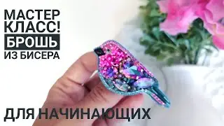 brooch bird beaded and crystals