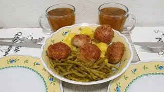 Котлеты!Картошка!Фасоль!Вкусный ужин!