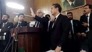 Ahmad Awais ASC addressing the lawyers during house meeting of LHCBA on issue of letter of six judge