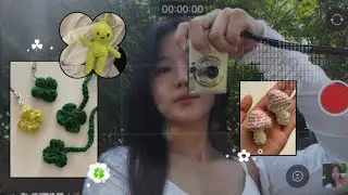 Knitting Log | Week 1 Knitting Daily Life 🐥 Four-leaf clover keychain 🍀 Mushroom doll 🍄 Alien man...
