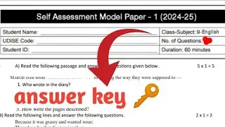 🥳9th class self assignment english viral question paper answer key 2024 ll