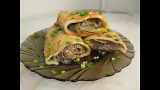 Ханум с грибами и фаршем. Рулеты на пару