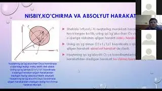 Mavzu 13 Nuqtaning murakkab harakati Nisbiy, ko’chirma va absolyut
