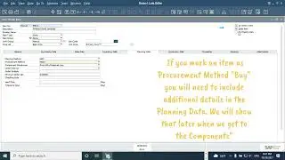 Item Master - Manufacturing - SAP Business One