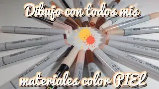 Dibujo con todos mis materiales de color Piel