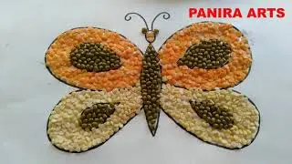 How to make butterfly using pulses |craft using Dal |School project for kids pulses craft PaniraArts