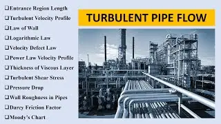 Turbulent Pipe Flow | Turbulent Velocity Profile | Pressure Drop, Darcy Friction Factor, Moody Chart