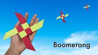 Ninja star boomerang, how to make paper boomerang, easy returnable plane, Flying toy