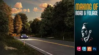Making of the road through the forest 3ds Max Exterior Foliage Corona Render Tutorial #youtube