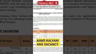 AIIMS KALYANI VACANCY || #ANS // ASSISTANT NURSING SUPERINTENDENT #Ans #vacancy #alert