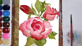 Как нарисовать РОЗА Акварелью