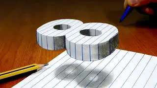 3D Trick Art On Line Paper, Floating Number 8