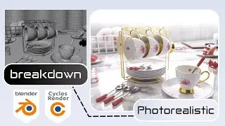 Photorealistic Cup Set Scene(Breakdown)