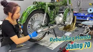 Full Rebuilding  Honda Jialing 70 Motorcycle & Building a Cafe Racer - Full Timelapse