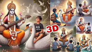 Trending Saraswati puja special 3d photo editing kaise kare bhilkul free | how to create 3D sarwati