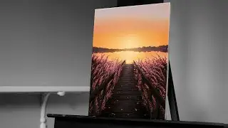 Painting Flowers by the Lake at Sunset with Acrylics - Paint with Ryan