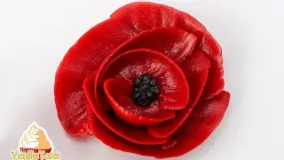 Poppy flower from glossy buttercream / korean buttercream