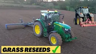 John Deeres reseeding grass - Avant sweeper - Pumpkin picking