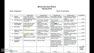 BCOM 301- The Mock Interview Rubric