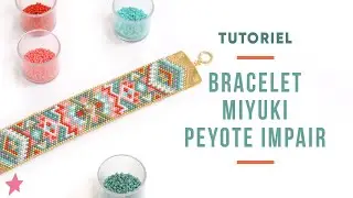 TUTORIEL | Bracelet Miyuki turquoise et rose 21 rangs en Peyote Impair