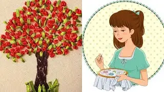 Ribbon Embroidery French Knot Flowers Tree