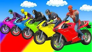 GTA 5 Superhero Bike Race – Spiderman & Goku vs All Heroes in Extreme Parkour!