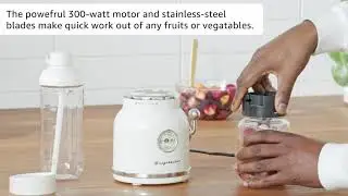 FRIGIDAIRE ESMM100-CREAM Retro Smoothie Maker Blender with Mason Jar Perfect for Shakes Smoothies