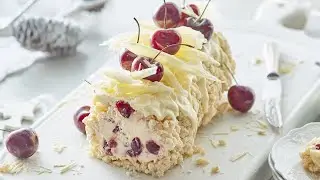 White Forest Chocolate Crackle Cheesecake Christmas Log