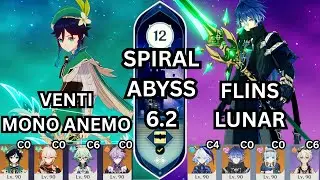 🔥41 Enemies Don't Touch The Ground Venti Triple Anemo! | Flins Luar Charged| Spiral Abyss Floor 12