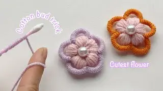 Rare Flower Woolen Making Ideas with Cotton buds - Embroidery Woolen Flower - DIY Flower Hack