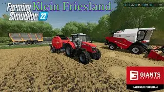 Farming Simulator 22 Klein Friesland Tarwe oogst Stro & Gras balen persen met Blokkie NL