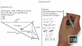 Oxford New Syllabus Mathematics 7th Edition Book 2 Solution | Pythagoras Theorem Ex 10 A Q-7