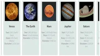Comparison: anatomy of the universe-planets orbital period, mass and diameter
